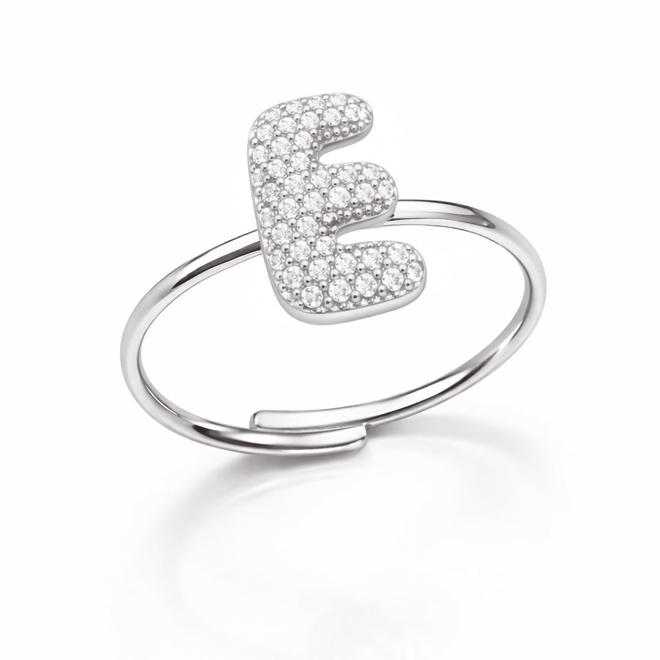 Anello Abc New Lettera E Argento