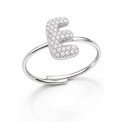 Anello Abc New Lettera E Argento