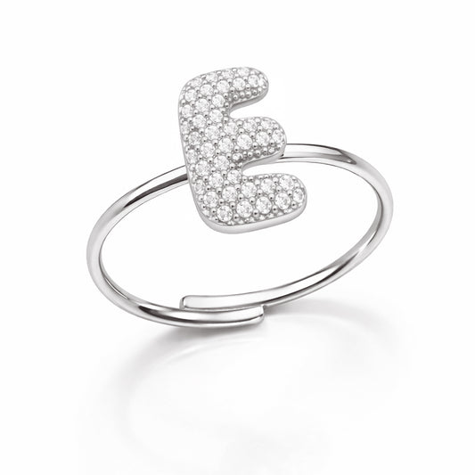 Anello Abc New Lettera E Argento