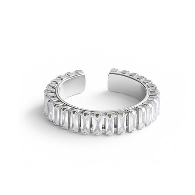 Anello baguette bianca argento