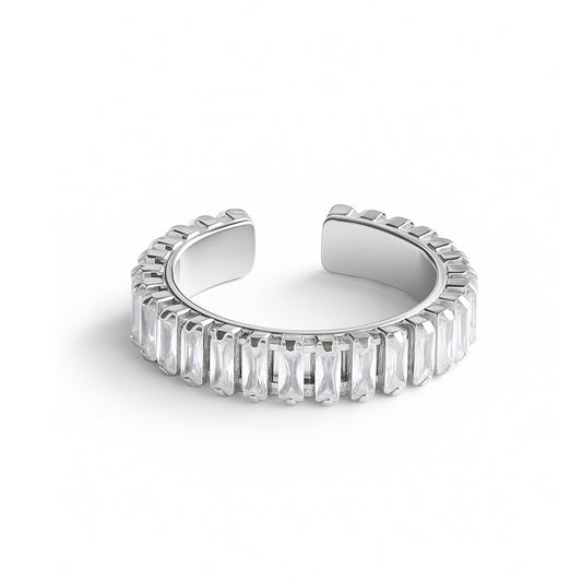 Anello baguette bianca argento
