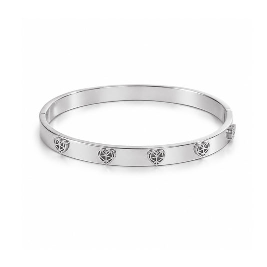 Bracciale rigido cuori argento