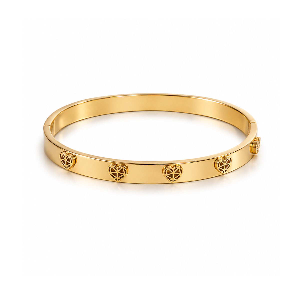 Bracciale rigido cuori oro
