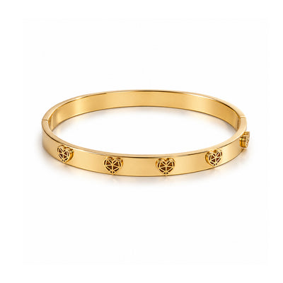 Bracciale rigido cuori oro