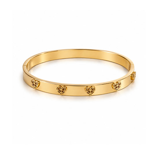 Bracciale rigido cuori oro