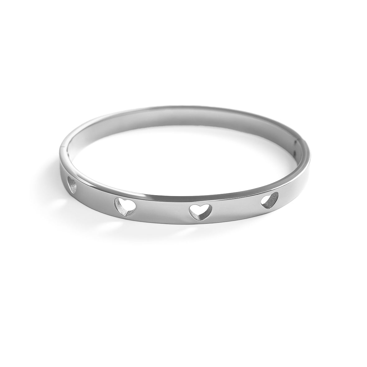 Bracciale rigido cuori vuoti argento