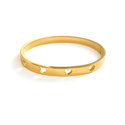 Bracciale rigido cuori vuoti oro