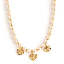 Collana perle cuori oro