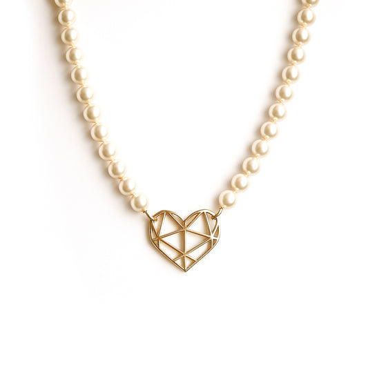 Collana perle cuore oro