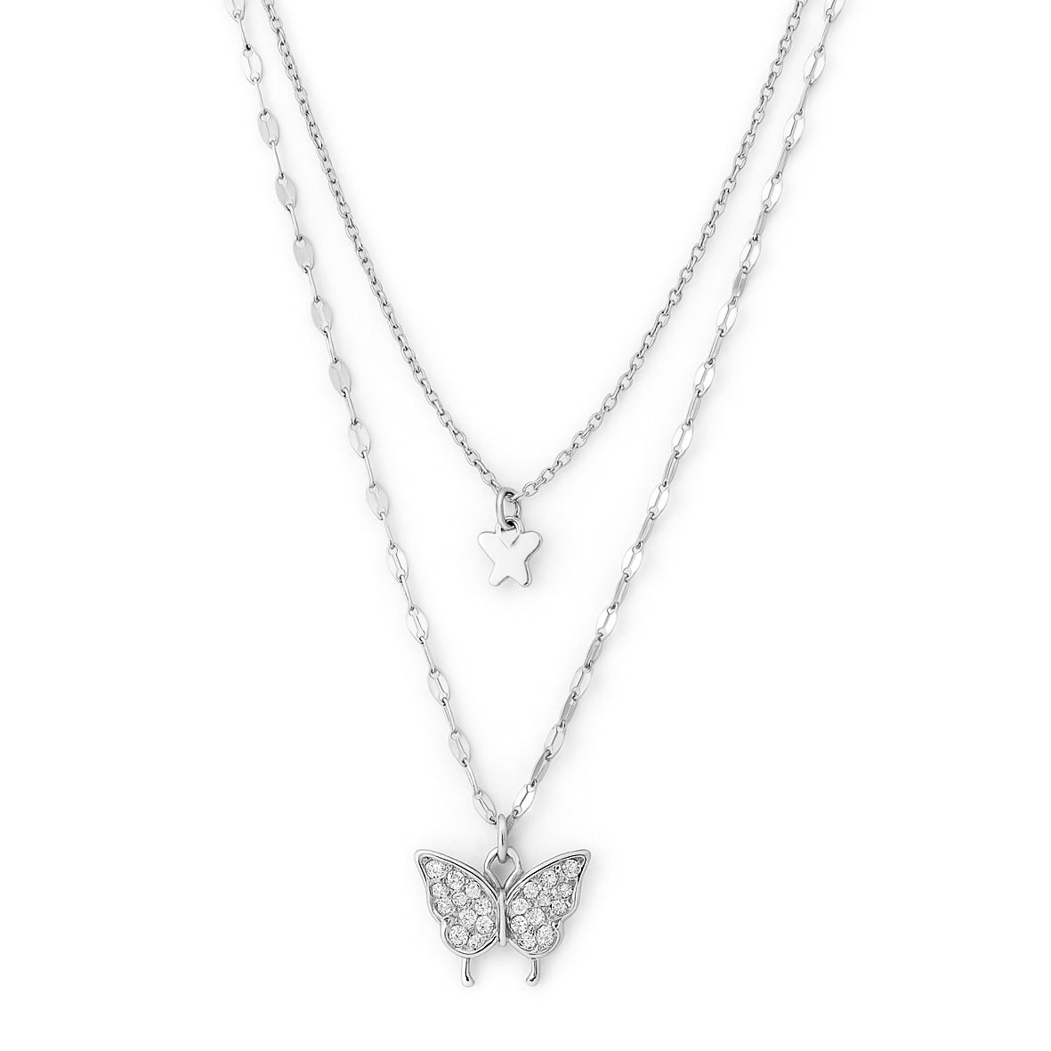 Collana doppia farfalla argento