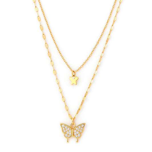 Collana doppia farfalla oro