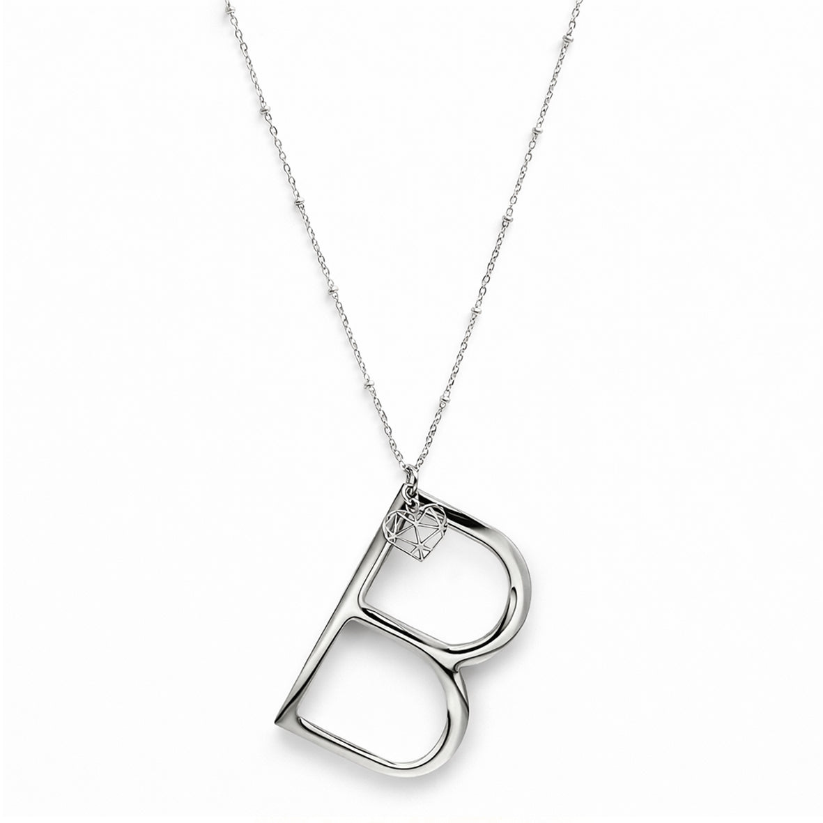 COLLANA LUNGA ABC BIG LETTERA B ARGENTO