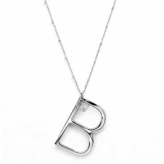 COLLANA LUNGA ABC BIG LETTERA B ARGENTO