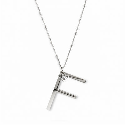 COLLANA LUNGA ABC BIG LETTERA F ARGENTO