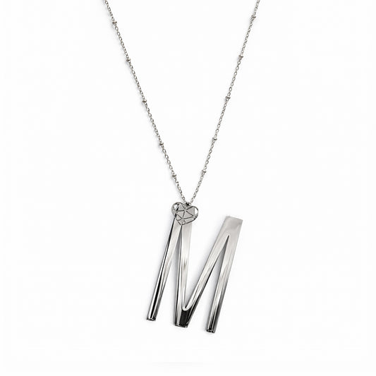 COLLANA LUNGA ABC BIG LETTERA M ARGENTO