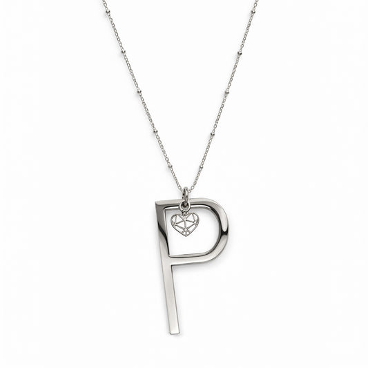 COLLANA LUNGA ABC BIG LETTERA P ARGENTO