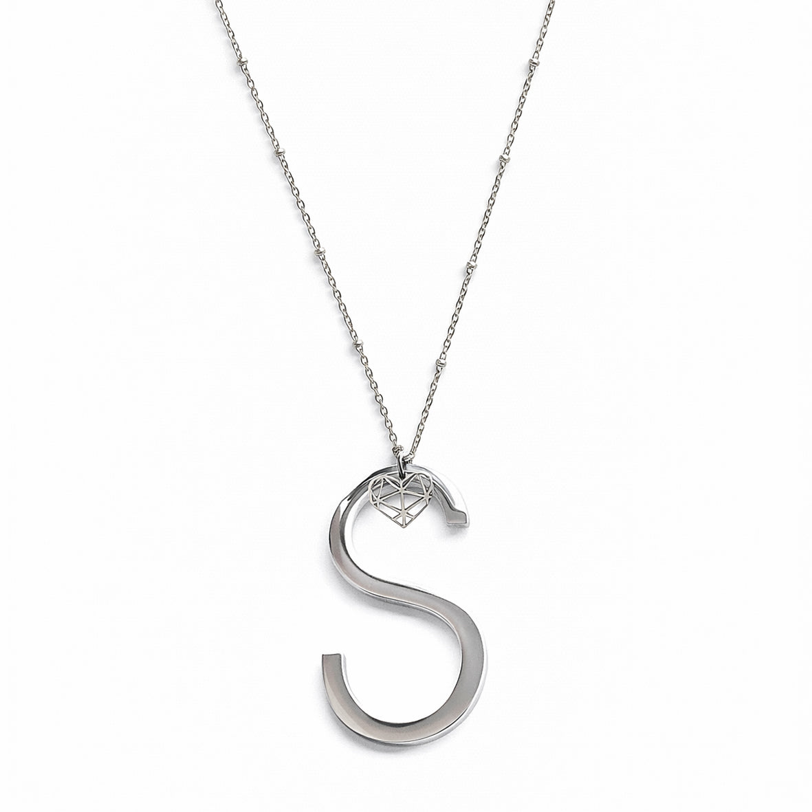 COLLANA LUNGA ABC BIG LETTERA S ARGENTO