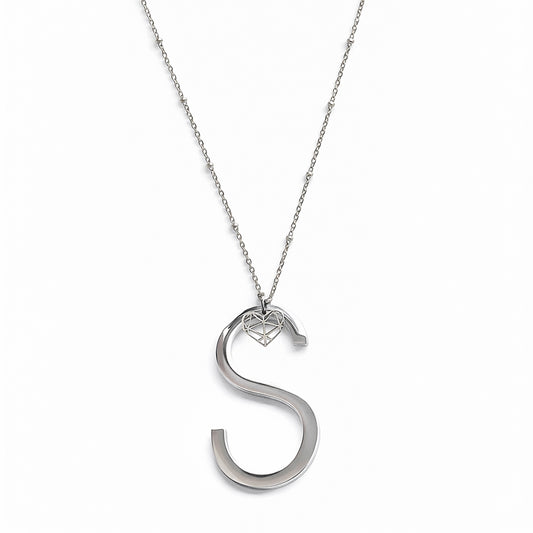 COLLANA LUNGA ABC BIG LETTERA S ARGENTO