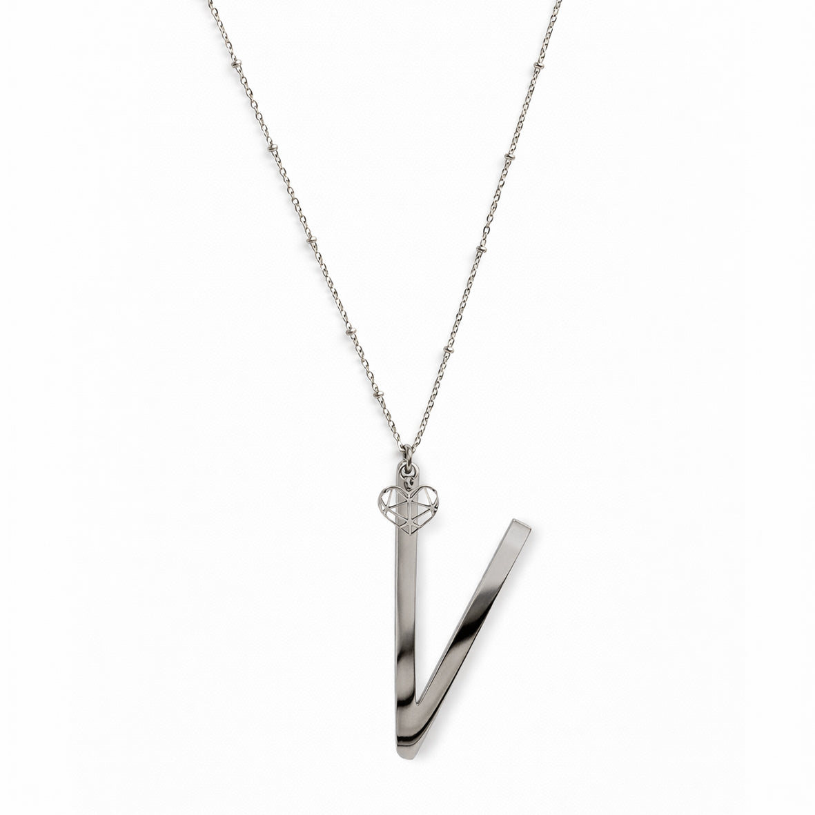 COLLANA LUNGA ABC BIG LETTERA V ARGENTO
