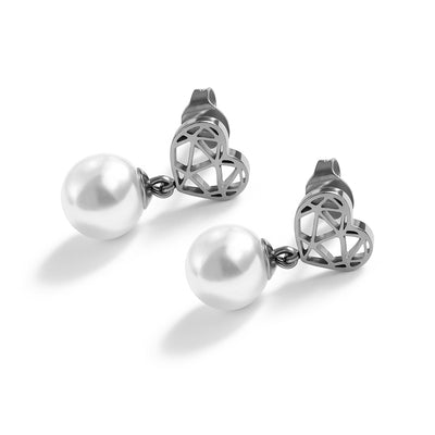 Orecchini cuore perla argento