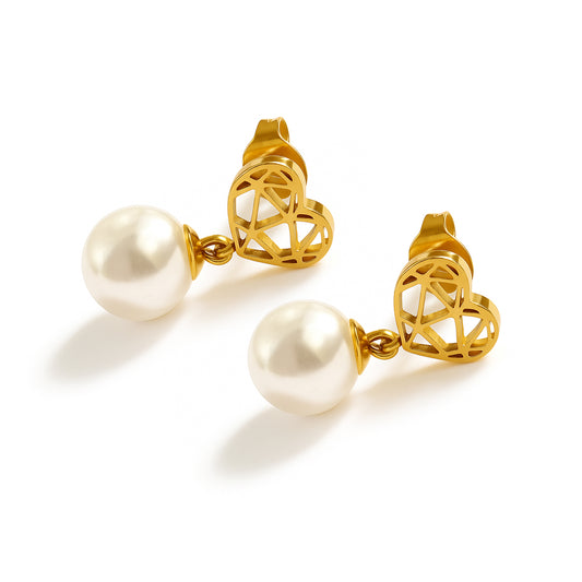 Orecchini cuore perla oro
